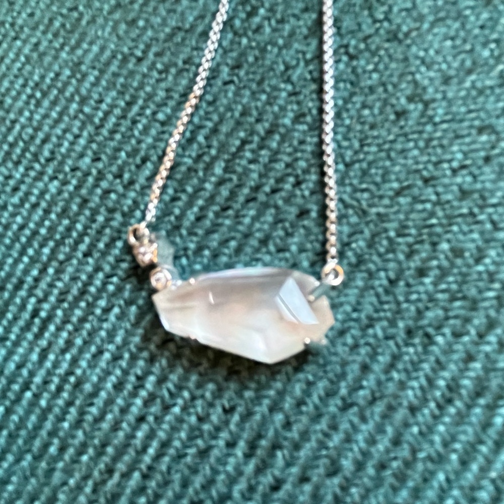 Kendra Scott Silver and white pearlescent stone necklace